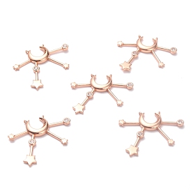 Brass Micro Pave Cubic Zirconia Pendants, Long-Lasting Plated, Star