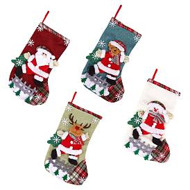 4Pcs Cloth Christmas Stockings Sets, Christmas Tree Small Pendant, for Family Holiday Season Decoration, Mixed Shapes