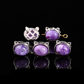 Natural Charoite Beads, with Alloy Finding, Cat