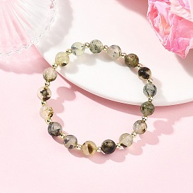 Натуральные браслеты из пренита и немагнитных синтетических гематитовых бусин, эластичные, для женщин и мужчин., круглые