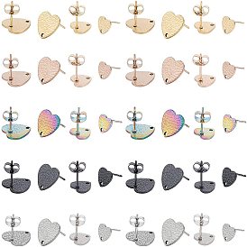 40 шт. 10 стиль вакуумное покрытие pvd 304 фурнитура для сережек-гвоздиков из нержавеющей стали, с ушными гайками / серьгами и отверстием, текстурированная форма сердца с рыбьей чешуей