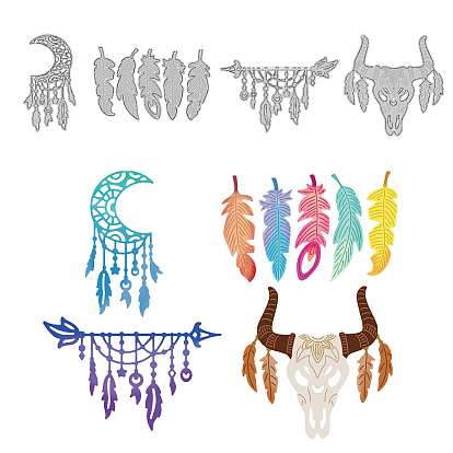 4шт 4 стили бохо стиль углеродистая сталь трафареты для резки, для diy scrapbooking, Фотоальбом, декоративная бумага для тиснения, цвет нержавеющей стали