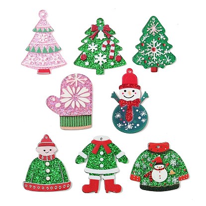 Рождественские акриловые подвески, с блеском порошок