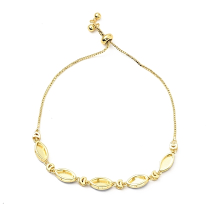 Clear Cubic Zirconia & Enamel Horse Eye Links Slider Bracelet, Gold Plated Brass Jewelry for Women, Lead Free & Cadmium Free