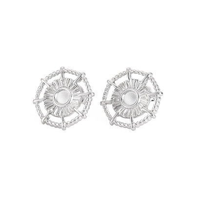 304 Stainless Steel Stud Earring Findings, Earring Setting for Enamel, with Ear Nuts, Helm