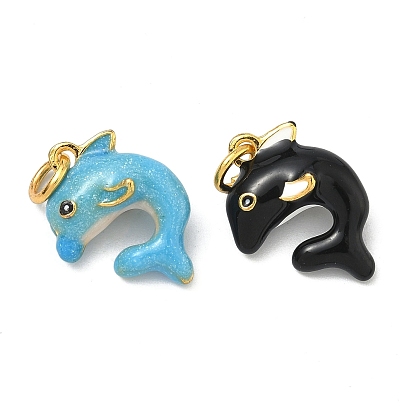 Подвески из сплава с эмалью в виде морских животных, прелести дельфинов, золотые