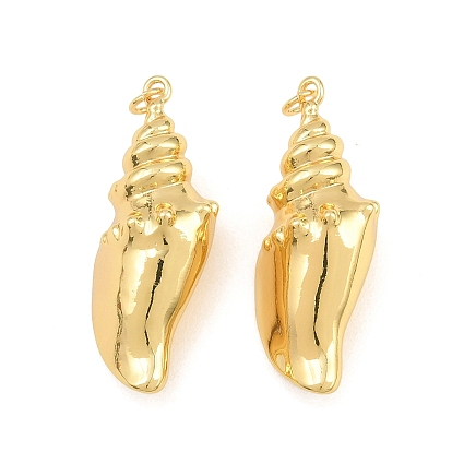 Brass Pendants, Conch Shell Shape Charms, Rack Plating, Long-Lasting Plated, Lead Free & Cadmium Free