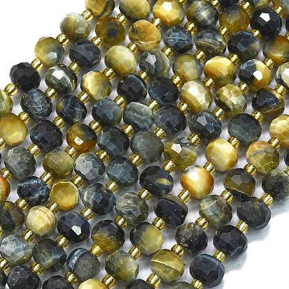 Природных тигровый глаз бисер нитей, с бисером, граненые, фонарь