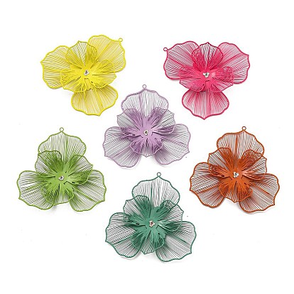 Напечатанные методом распыления 430 большие подвески из нержавеющей стали, гравированные металлические украшения, цветочный шарм