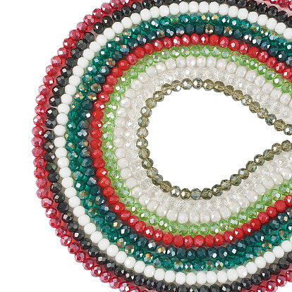 10пряди 10 цветные гальванизированные прозрачные стеклянные бусины пряди, полное покрытие, граненые, рондель