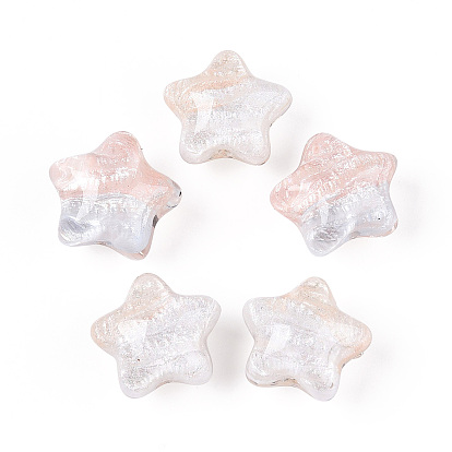Прозрачные смоляные эмалевые бусины, бусины ручной работы, звезда, с серебряной фольгой