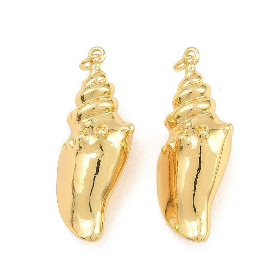 Brass Pendants, Conch Shell Shape Charms, Rack Plating, Long-Lasting Plated, Lead Free & Cadmium Free