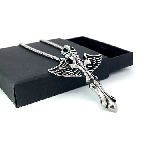 Ожерелья из нержавеющей стали с подвеской в виде крыльев ангела для мужчин