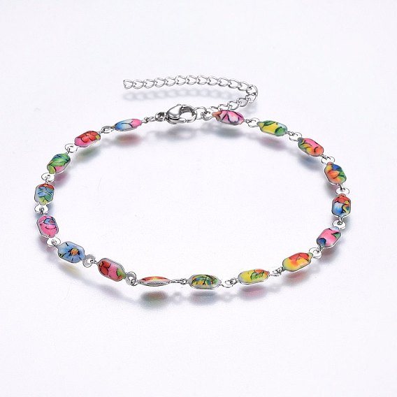 304 из нержавеющей стали ссылка браслеты, С застежками и эмалью из лобстера