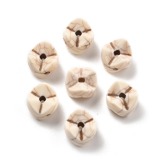 Хрустящие непрозрачные акриловые бусины, имитация бирюзовый, волнистый диск