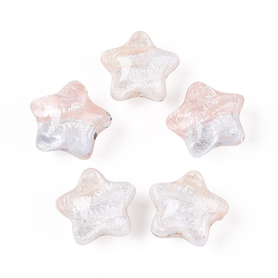 Прозрачные смоляные эмалевые бусины, бусины ручной работы, звезда, с серебряной фольгой