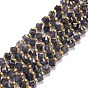 Natural Iolite Beads Strands, with Seed Beads, Faceted, Diagonal Cube Beads