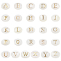 26 шт. 26 стили овальные бусины из натуральных ракушек, с золотыми эмалевыми буквами, белые