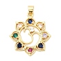 Латунные микро проложить кубического циркония подвески, цветок с ом-амулетами, долговечный, стойки покрытие, без свинца и без кадмия