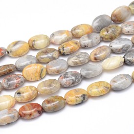 Natural Crazy Lace Agate Flat Oval Bead Strands, 14x10x6mm, Hole: 1mm, about 29pcs/strand, 15.7 inch