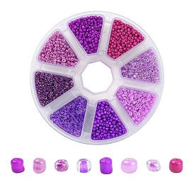 8 Style 12/0 Glass Round Seed Beads, Baking Paint & Ceylon & Transparent Inside Colours Round Hole Beads, Small Craft Beads, for DIY Jewelry Making
