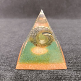 Orgonite Pyramid Resin Energy Generators, Reiki Giltter Chips & Copper Cash Inside for Home Office Desk Decoration