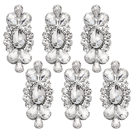 6 pièces de strass en verre, strass de correctif, fleur, platine