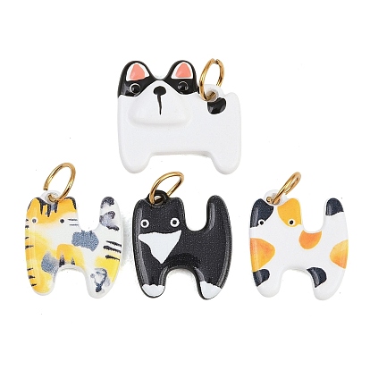 304 подвеска из нержавеющей стали, окрашенная распылением, оберег для французского бульдога/кошки, реальный 18 k позолоченный