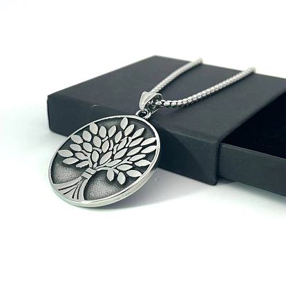 Винтажные европейские ожерелья из нержавеющей стали с подвеской в виде дерева любви