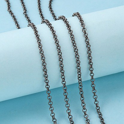 Iron Rolo Chains, Belcher Chain, with Spool, Unwelded, Round