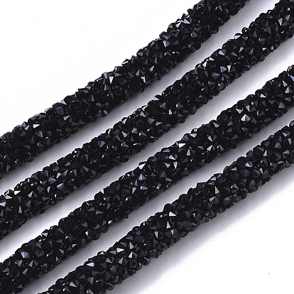 PVC Tubular Synthetic Rubber Cord, Hollow Pipe, with Rhinestone