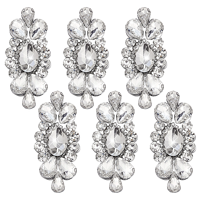6 pièces de strass en verre, strass de correctif, fleur, platine
