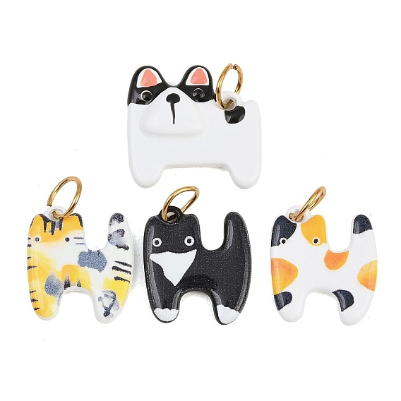 304 подвеска из нержавеющей стали, окрашенная распылением, оберег для французского бульдога/кошки, реальный 18 k позолоченный