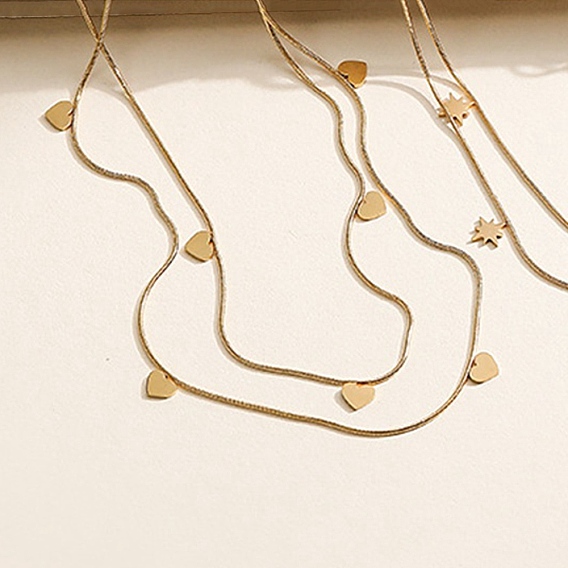 Сердце 304 двухслойные ожерелья из нержавеющей стали для женщин