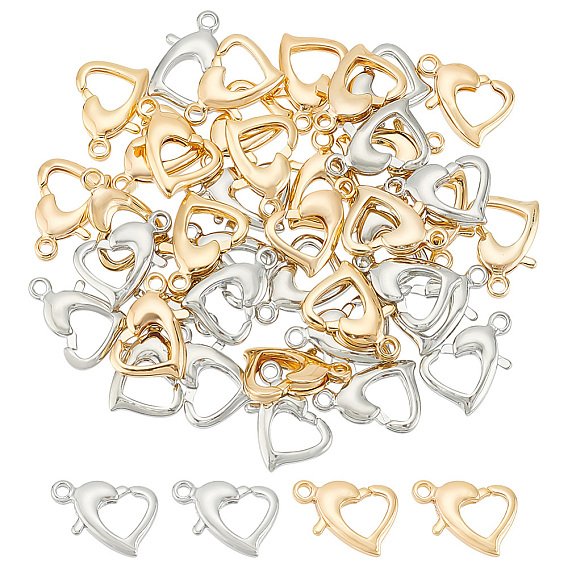 40шт. 2 цвета стойка покрытие латунь карабины-клешни, долговечный, сердце