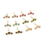 Brass Micro Pave Cubic Zirconia Stud Earrings, Real 18K Gold Plated, Flower