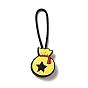 Christmas PVC Plastic Pendant Decorations, with Nylon Cord and Plastic Findings, Money Bag with Star