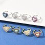Heart Brass Micro Pave Cubic Zirconia Cuff Open Rings for Women, Cadmium Free & Lead Free, Rack Plating, Real 18K Gold Plated/Platinum