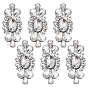 6Pcs Glass Rhinestone, Hotfix Rhinestone, Flower, Platinum