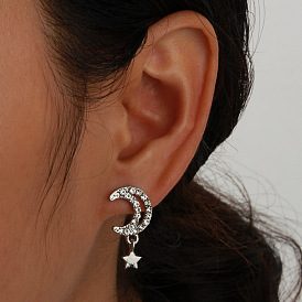 Fashionable Diamond Moon Earrings - Delicate and Personalized Star Ear Jewelry for Women.