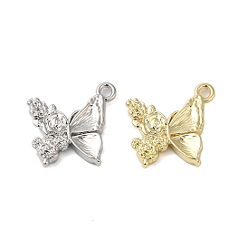 Plating Alloy Pendants, Cadmium Free & Lead Free, Butterfly with Rose