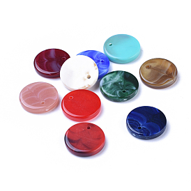 Acrylic Pendants, Imitation Gemstone Style, Flat Round