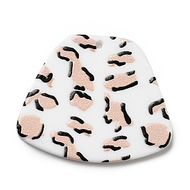 Leopard Pattern Opaque Acrylic Pendants, for DIY Earring Accessories, Trapezoid