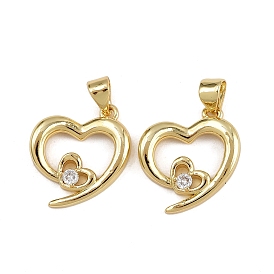 Латунные микро проложить кубического циркония подвески, сердце