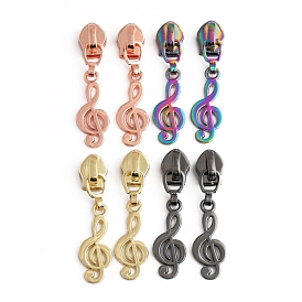 Zinc Alloy Zipper Head with Musical Note Charms, Zipper Pull Replacement, Zipper Sliders for Purses Luggage Bags Suitcases