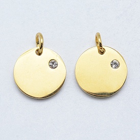 304 подвески из нержавеющей стали, с кубического циркония, плоско-круглые