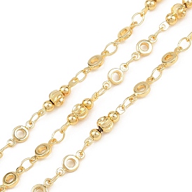 Латунные звенья цепи, пайки, с катушкой, с гофрированными круглыми бусинами