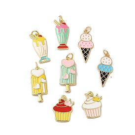 Rack Plating Brass Enamel Pendants, with Jump Ring, Cadmium Free & Lead Free, Real 18K Gold Plated, Ice Cream Charm