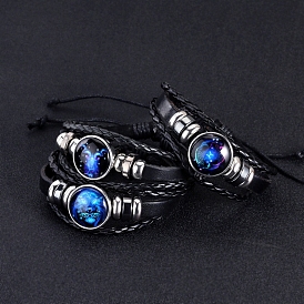 Сплав плетёные браслеты из бисера, кожаный браслет из нескольких нитей, стеклянный браслет созвездия