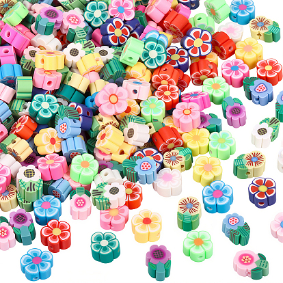 400шт. 2 стили, ручная работа, полимерная глина, цветок сливы, бусины